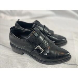 Zara Black Buckle Loafers